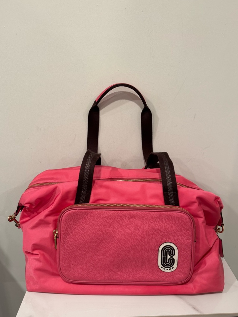 Coach Court Pink Travel Duffel with Front Pouch - Picture 2 of 16